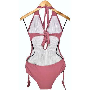 TRIKINI PUSH UP LICRA MUJER BURDEO UV ENTERO FLOR GUINDA GL-30 - 2