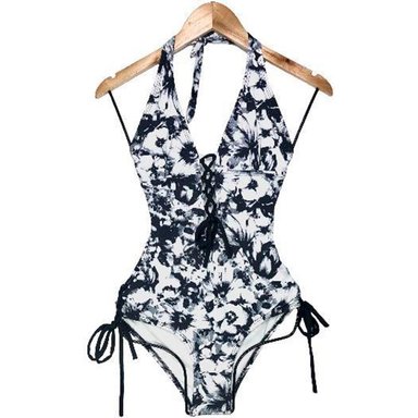 TRIKINI PUSH UP LICRA MUJER NEGRO UV ENTERO FLOR ESTAMPADO GL-30 - 1