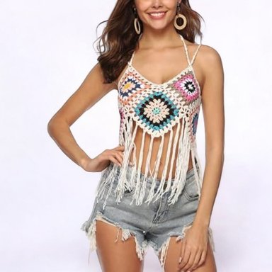 KIMONO MAXI MUJER YOMAR BEIGE CROCHET TOP - 4