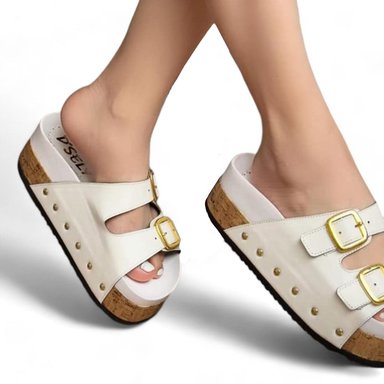 SANDALIAS MUJER QUERO SHOES BLANCO TACTO MADERA PLATAFORMA 5 1399 5C-53 - 1