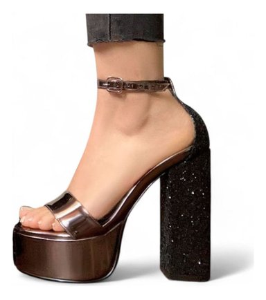 SANDALIAS MUJER DORADO ESCARCHA TACO 12 2086L-75 QUEMADO - 1