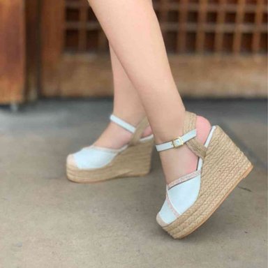 SANDALIA MUJER 1157 5C-55 TACO X9 CON PLAFORMA COLOR BLANCO - 3