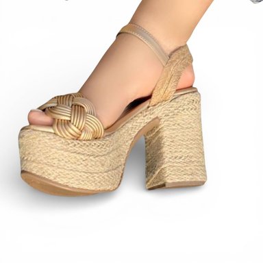 SANDALIA MUJER PLANTA FORRADO YUTE TACO X9 2086L-60 COLOR DORADO - 1