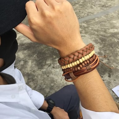 PULSERA CUERO HOMBRES MARRÓN - 1