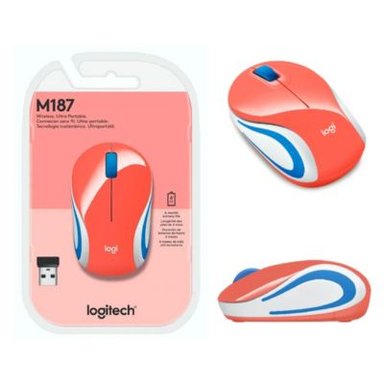 MOUSE LOGITECH M187 MINI CORAL - 2
