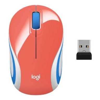 MOUSE LOGITECH M187 MINI CORAL - 3