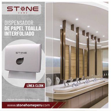 DISPENSADOR DE PAPEL TOALLA INTERFOLEADO BLANCO LINEA CLERK - STONE - 2