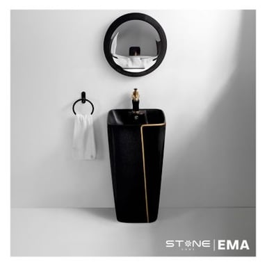 LAVAMANOS STONE EMMA NEGRO CDORADO NEGRO LAVATORIO STANDING EMA C DORADO - 1