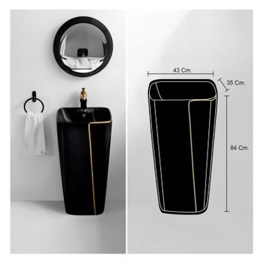 LAVAMANOS STONE EMMA NEGRO CDORADO NEGRO LAVATORIO STANDING EMA C DORADO - 2