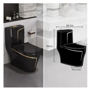 INODORO STONE HANK REDONDO NEGRO MINIMALISTA CDORADO - 2