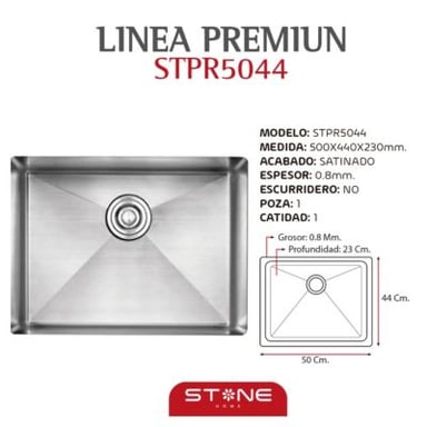 LAVADERO DE ACERO PREMIUM STPR5044 STONE - 3