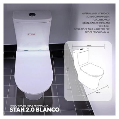INODORO ONE PIECE MINIMALISTA STAN 2.0 BLANCO STONE - 3