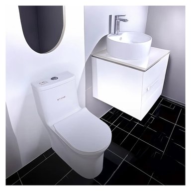 COMBO DE INODORO STAN 2.0 BLANCO + BOWL LAURE BLANCO + DESAGUE POP UP GRANDE CROMADO S/REBOSE P/BOWL CUERPO 10CM COLA 18 CM - 2