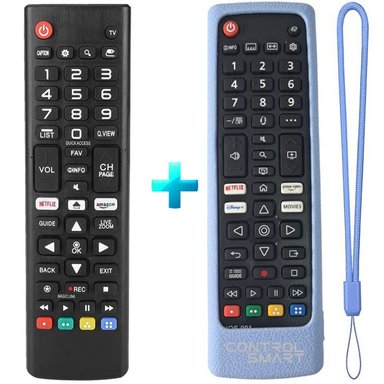 CONTROL REMOTO COMPATIBLE TV LG + FUNDA CELESTE - 1