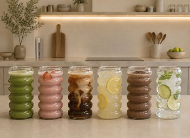 12 VASOS ONDULADOS VIDRIO BOROSILICATO 420ML - 1