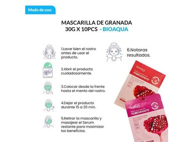 MASCARILLA BIOAQUA 30G NATURAL GRANADA 10PCS 3 UNIDADES - 2
