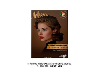 SHAMPOO TINTE CARAMELO 8.11 25MLX10 EN SACHETS MUSA - 3