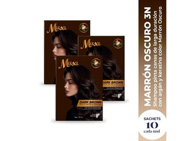SHAMPOO TINTE MARRON OSCURO 3N 25MLX10 EN SACHETS MUSA 3 UND - 2