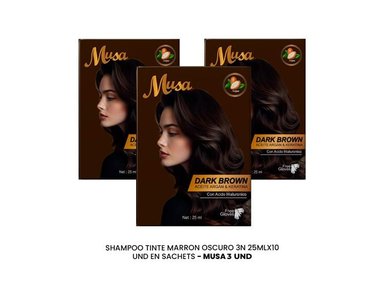 SHAMPOO TINTE MARRON OSCURO 3N 25MLX10 EN SACHETS MUSA 3 UND - 3