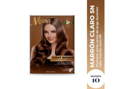 SHAMPOO TINTE MARRON CLARO 5N 25MLX10 EN SACHETS MUSA - 2