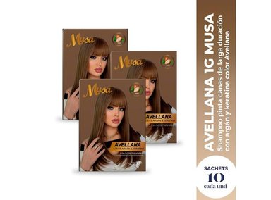 SHAMPOO TINTE AVELLANA 1G 25MLX10 EN SACHETS MUSA 3 UND - 2