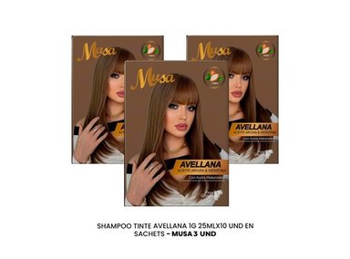 SHAMPOO TINTE AVELLANA 1G 25MLX10 EN SACHETS MUSA 3 UND - 3