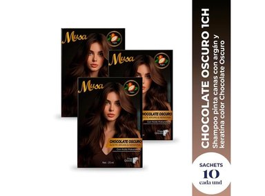 SHAMPOO TINTE CHOCOLATE OSCURO 1CH 25MLX10 EN SACHETS MUSA 3 UND - 2