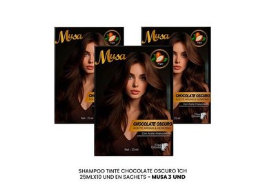 SHAMPOO TINTE CHOCOLATE OSCURO 1CH 25MLX10 EN SACHETS MUSA 3 UND - 3