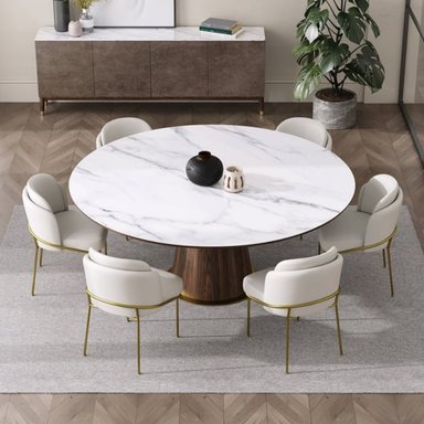 COMEDOR CENTRAL DECCO MATE 6 SILLAS BLANCO AIDEN - 4