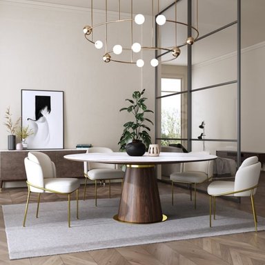 COMEDOR CENTRAL DECCO MATE 6 SILLAS BLANCO AIDEN - 5
