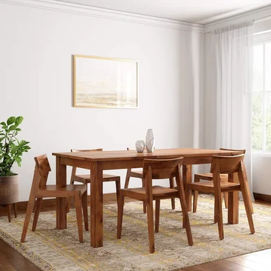 COMEDOR CENTRAL DECCO NORDICO 6 SILLAS NOGAL BOSTON - 4