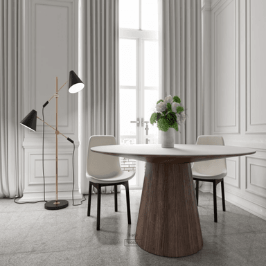 MESA CENTRAL DECCO NATURAL BLANCO 140X140CM PARA 6 SILLAS BECKIE - 4