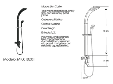 COLUMNA DE DUCHA LION CASTLE MT0018D01 NEGRO - 4