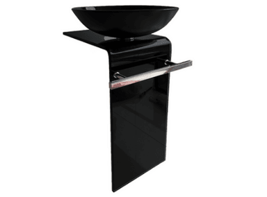 LAVABO PEDESTAL DE VIDRO LUJO XM-85701 VIDRIO TEMPLADO 86 CM NEGRO TRANSLÚCIDO - 2