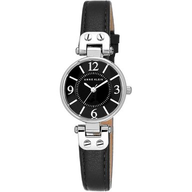 ANNE KLEIN 109442CHHY RELOJ PARA MUJER CON CORREA DE CUERO | NEGRO/PLATA - 2