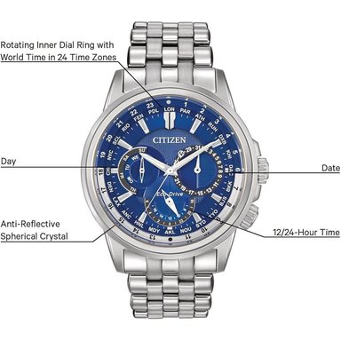 CITIZEN BU2021-51L RELOJ ECO-DRIVE PARA HOMBRE CON CALENDARIO Y CRONÓGRAFO | STAINLESS/BLUE - 4