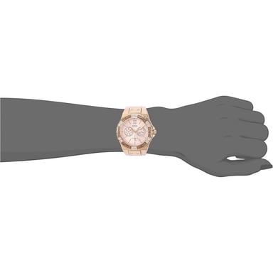 GUESS RELOJ DE SILICONA RESISTENTE A LAS MANCHAS DE ACERO INOXIDABLE PARA MUJER | ORO ROSA - ROSADO - 2