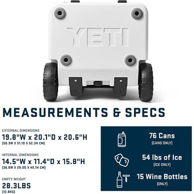 YETI ROADIE 48 COOLER CON RUEDAS Y MANGO RETRÁCTIL | BLANCO - 4