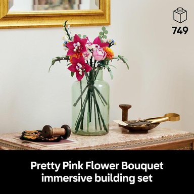 LEGO BOTANICALS, RAMO DE FLORES ROSAS PARA ADULTOS, DECORACIÓN DE HOGAR - 2