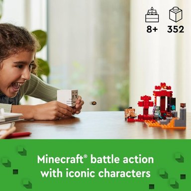 LEGO MINECRAFT EMBOSCADA EN EL PORTAL DEL NETHER CON FIGURAS Y ACCIÓN - 2