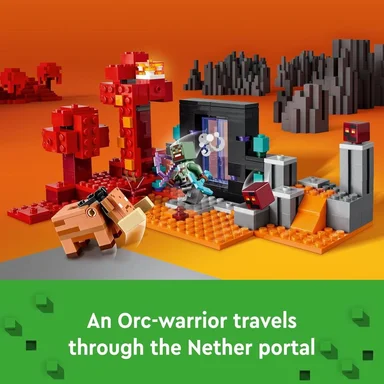 LEGO MINECRAFT EMBOSCADA EN EL PORTAL DEL NETHER CON FIGURAS Y ACCIÓN - 3