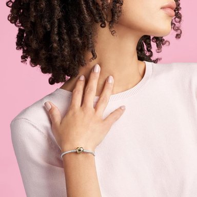 PANDORA MOMENTS PULSERA CADENA SERPIENTE CIERRE CORAZÓN 17 CM | ORO - 3
