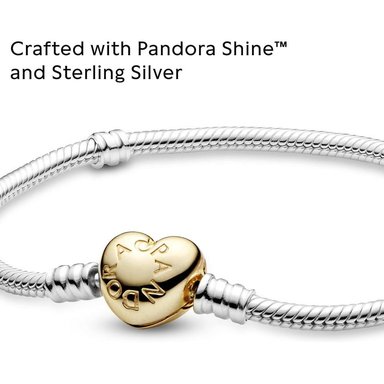 PANDORA MOMENTS PULSERA CADENA SERPIENTE CIERRE CORAZÓN 17 CM | ORO - 4