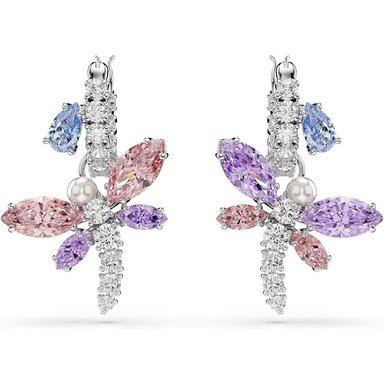 SWAROVSKI X ARIANA GRANDE ARETES ARO LIBÉLULA PAVÉ CRISTALES PERLA | MULTICOLOR - 2