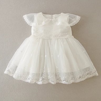 VESTIDO MIDI BEBÉ NIÑA LIMA FASHION KIDS BLANCO BAUTIZO PRINCESA CAPA - 2