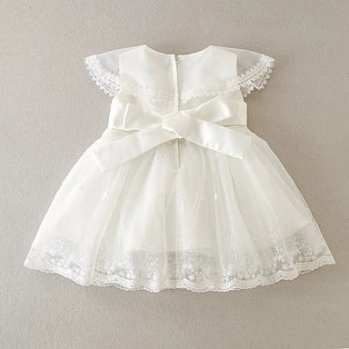 VESTIDO MIDI BEBÉ NIÑA LIMA FASHION KIDS BLANCO BAUTIZO PRINCESA CAPA - 3