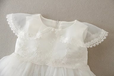 VESTIDO MIDI BEBÉ NIÑA LIMA FASHION KIDS BLANCO BAUTIZO PRINCESA CAPA - 5