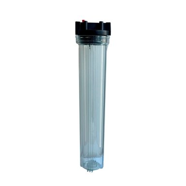 PORTAFILTRO TRANSPARENTE CON PURGA 2.5X20 CONEX. 1' - 2