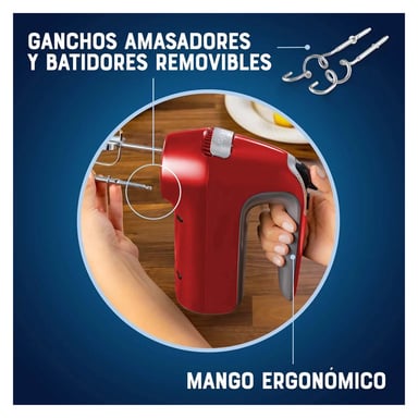 BATIDORA DE MANO OSTER 7 VELOCIDADES + TURBO 320W ROJA FPSTHM360R - 3