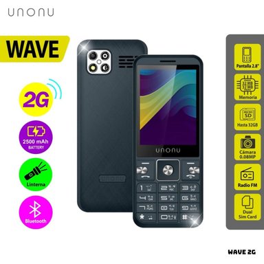 CELULAR BASICO UNONU WAVE 2G DUAL SIM NEGRO - 1
